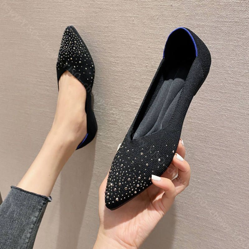 777円OFFクーポン パンプス 痛くない ニット ローヒール ぺたんこ 歩きやすい 旅行 疲れない 走れる 脱げない 立ち仕事 おしゃれ フラット ポインテッドトゥ 柔らかい オフィスシューズ 婦人