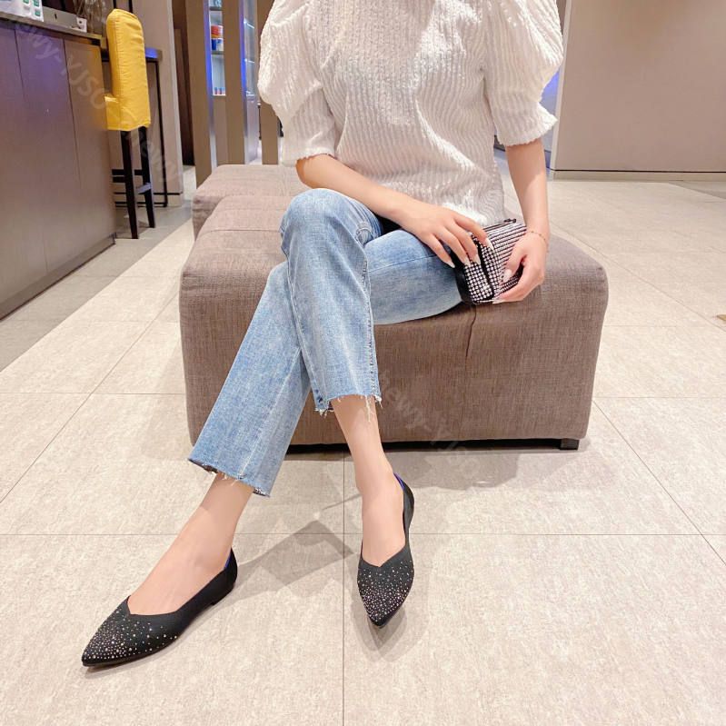 777円OFFクーポン パンプス 痛くない ニット ローヒール ぺたんこ 歩きやすい 旅行 疲れない 走れる 脱げない 立ち仕事 おしゃれ フラット ポインテッドトゥ 柔らかい オフィスシューズ 婦人