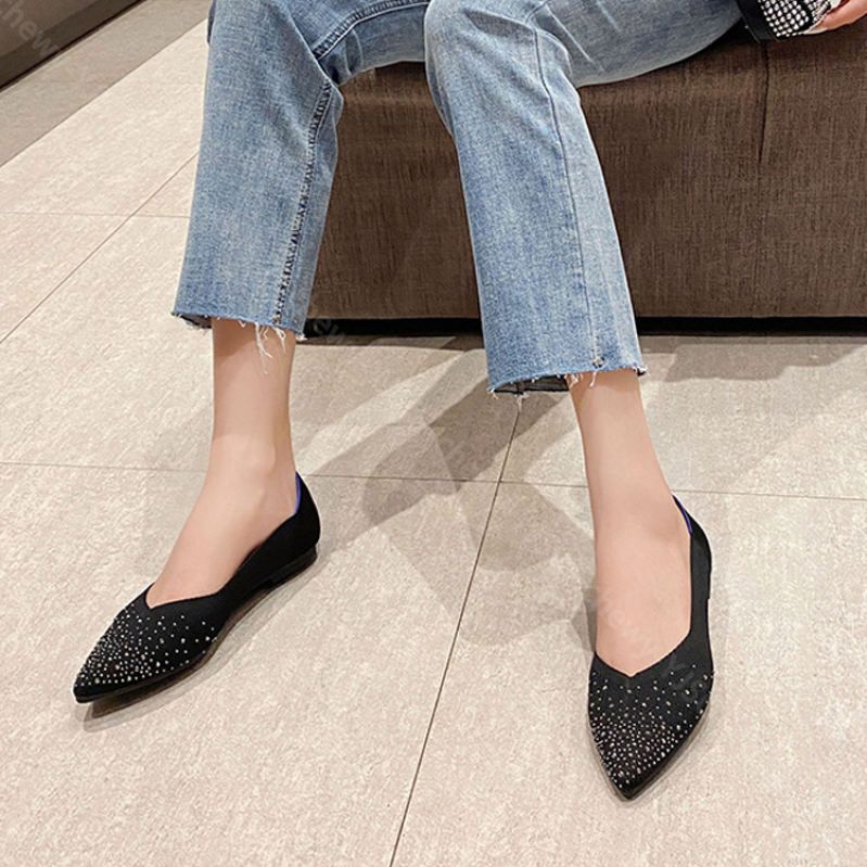 777円OFFクーポン パンプス 痛くない ニット ローヒール ぺたんこ 歩きやすい 旅行 疲れない 走れる 脱げない 立ち仕事 おしゃれ フラット ポインテッドトゥ 柔らかい オフィスシューズ 婦人