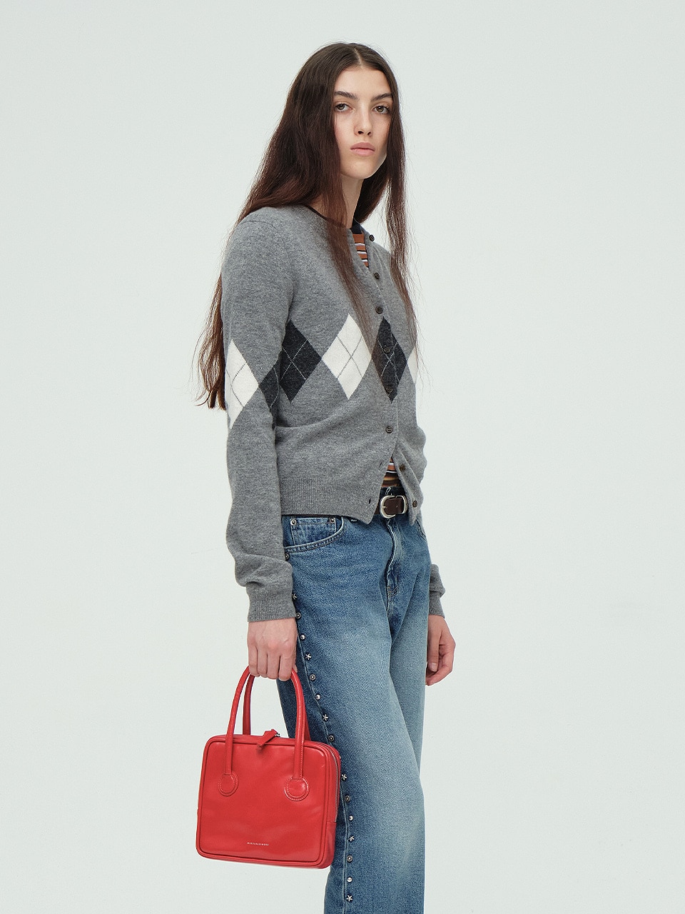 【MARGESHERWOOD】 PIPING SLIM TOTE : APPLE RED CRINKLE lala333.net