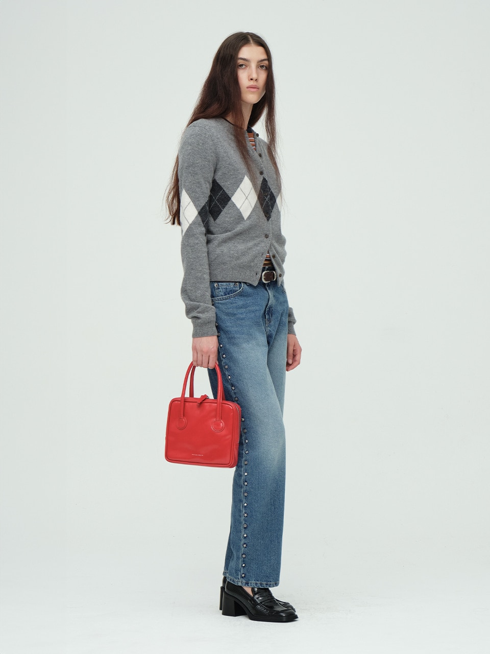 【MARGESHERWOOD】 PIPING SLIM TOTE : APPLE RED CRINKLE lala333.net