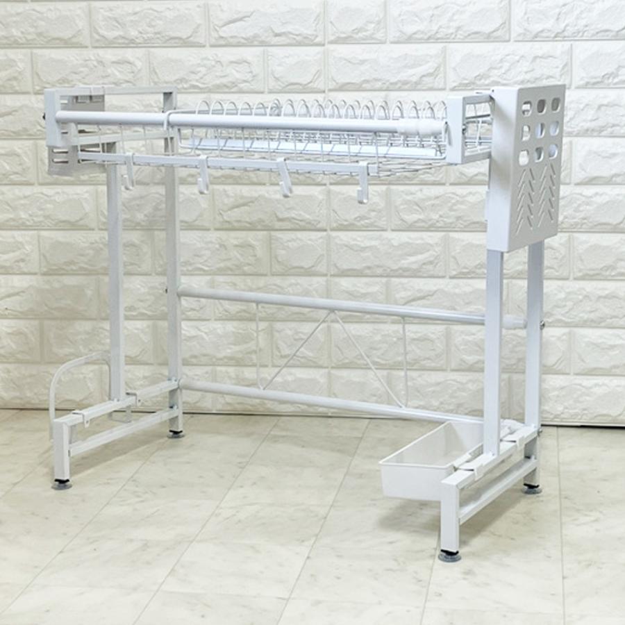 【急速出荷】水切りラック シンク上 スリム 水切りかご 1段 伸縮 大容量 おしゃれ キッチン 収納 食器 まな板 水切りラック スポンジラック コンパクト 水切り かご ラック