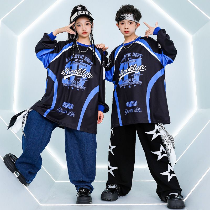街舞児童潮服青黒演出服男児スーツhiphop女児ドラム衣装元日演出服 街舞児童潮服青黒演出服男児スーツhiphop女児ドラム衣装元日演出服