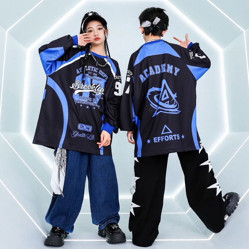 街舞児童潮服青黒演出服男児スーツhiphop女児ドラム衣装元日演出服 街舞児童潮服青黒演出服男児スーツhiphop女児ドラム衣装元日演出服