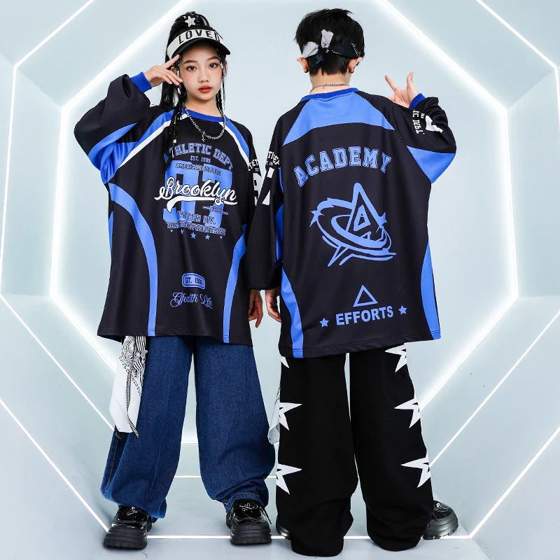 街舞児童潮服青黒演出服男児スーツhiphop女児ドラム衣装元日演出服 街舞児童潮服青黒演出服男児スーツhiphop女児ドラム衣装元日演出服