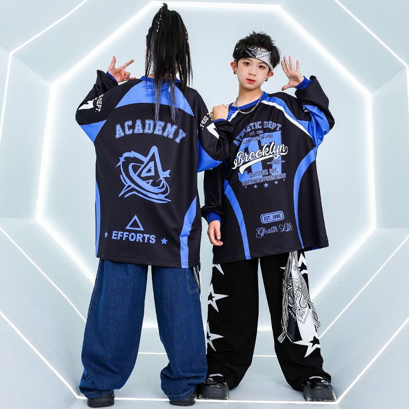 街舞児童潮服青黒演出服男児スーツhiphop女児ドラム衣装元日演出服 街舞児童潮服青黒演出服男児スーツhiphop女児ドラム衣装元日演出服
