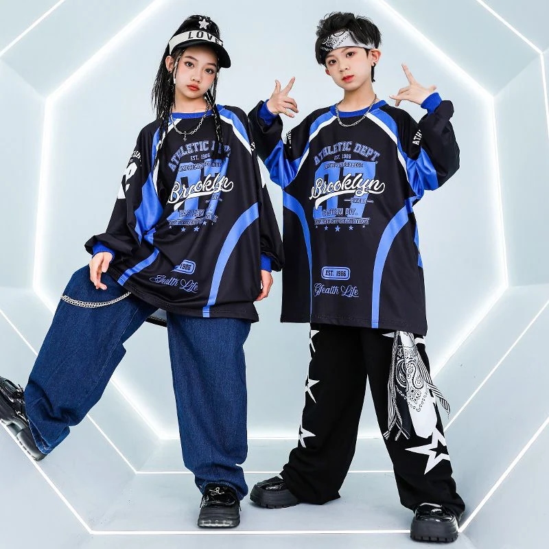 街舞児童潮服青黒演出服男児スーツhiphop女児ドラム衣装元日演出服 街舞児童潮服青黒演出服男児スーツhiphop女児ドラム衣装元日演出服