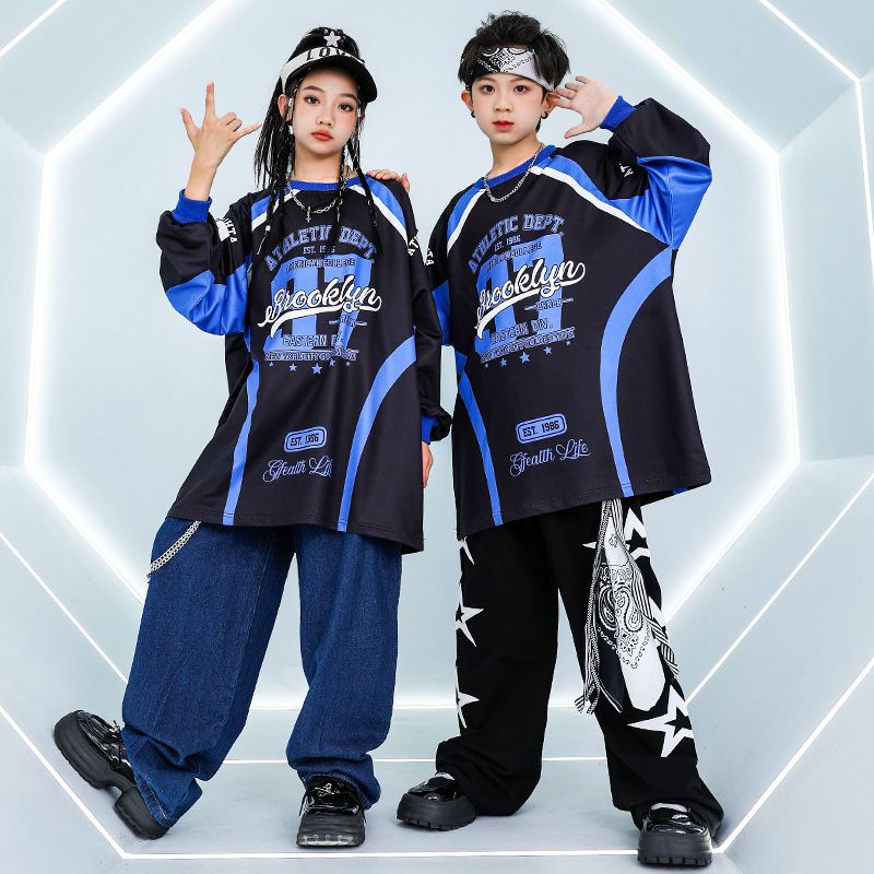 街舞児童潮服青黒演出服男児スーツhiphop女児ドラム衣装元日演出服 街舞児童潮服青黒演出服男児スーツhiphop女児ドラム衣装元日演出服