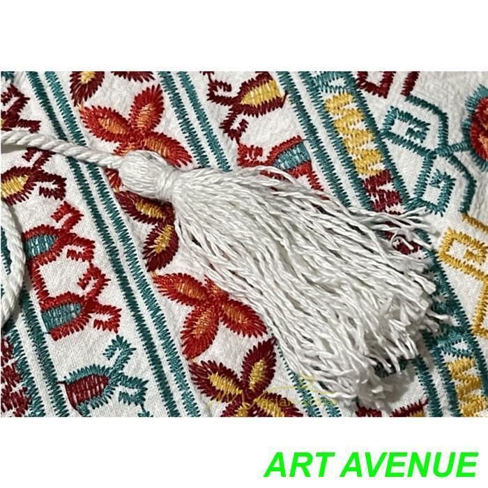 ワンピース 長袖 ハイウエスト 綿麻 コットン リネン ロング ロング丈 Aライン ワンピ レディース 着痩せ 体型カバー 丸首 白 赤 黄色 通勤 刺繍 Vネック