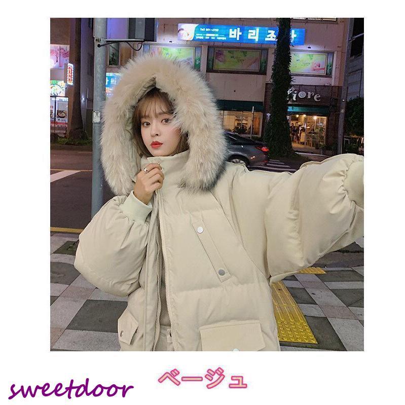 秋冬中綿コート フードは取り外し可 レディースミディアム丈 ファーティペット綿入れ 大きいサイズ カジュアルロック丈コート防寒厚手アウター