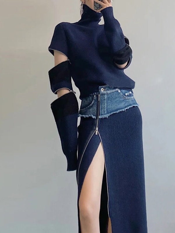 Qoo10] 【セットアップ】タートルネックセーター＋