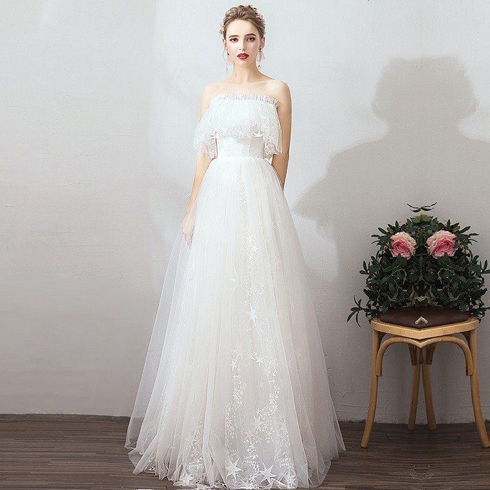 パーティードレス ロングドレス ウェティグドレス 結婚式 Aラインドレス 安い 大きいサイズ 二次会 海外挙式 花嫁 ドレス 花嫁 白 エンパイア 前撮り