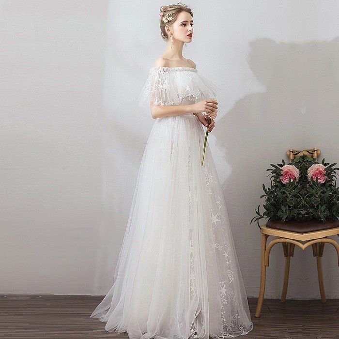 パーティードレス ロングドレス ウェティグドレス 結婚式 Aラインドレス 安い 大きいサイズ 二次会 海外挙式 花嫁 ドレス 花嫁 白 エンパイア 前撮り