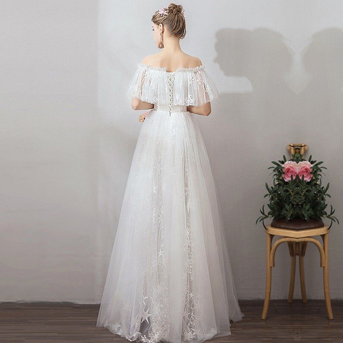 パーティードレス ロングドレス ウェティグドレス 結婚式 Aラインドレス 安い 大きいサイズ 二次会 海外挙式 花嫁 ドレス 花嫁 白 エンパイア 前撮り