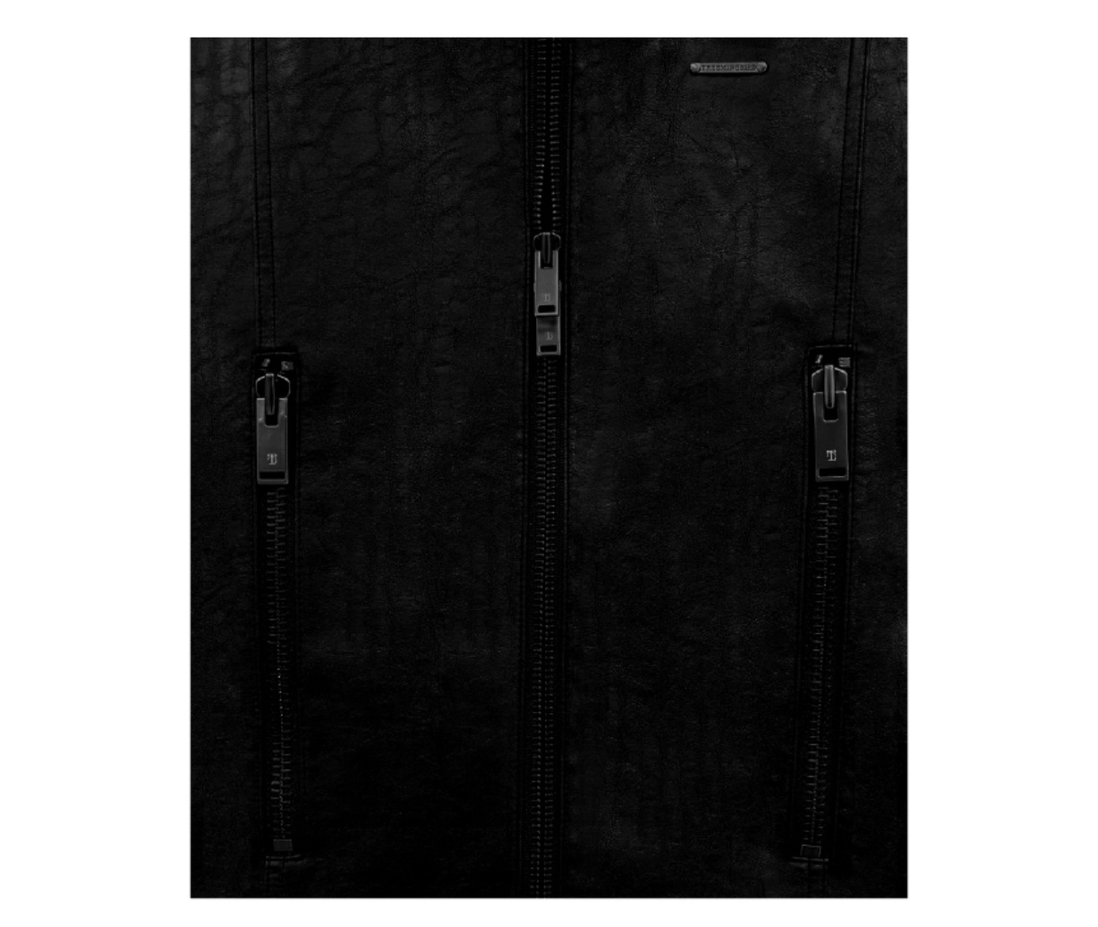 【TREEMINGBIRD】 BOLD ZIP HIGE-NECK LEATHER JACKET : BLACK