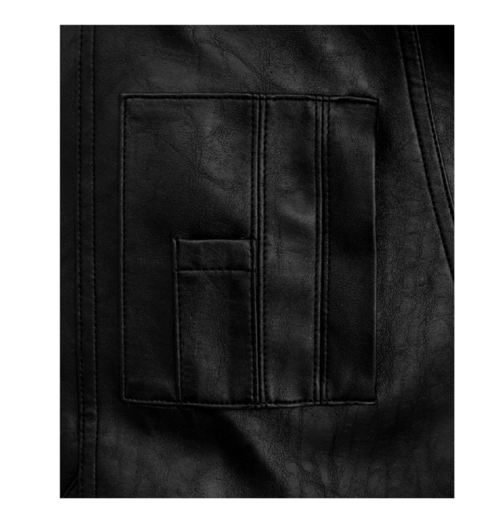 【TREEMINGBIRD】 BOLD ZIP HIGE-NECK LEATHER JACKET : BLACK