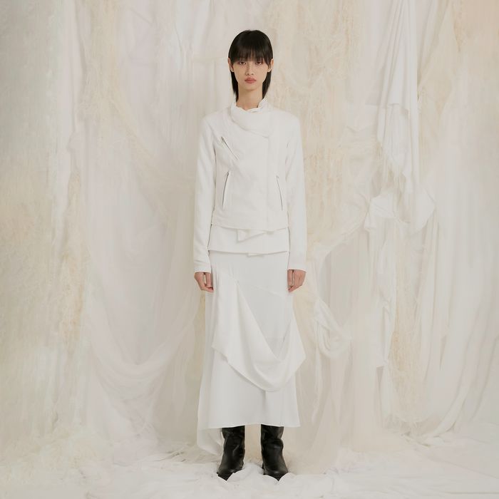 【FLAREUP】 BIKER LEATHER JACKET : OFF WHITE