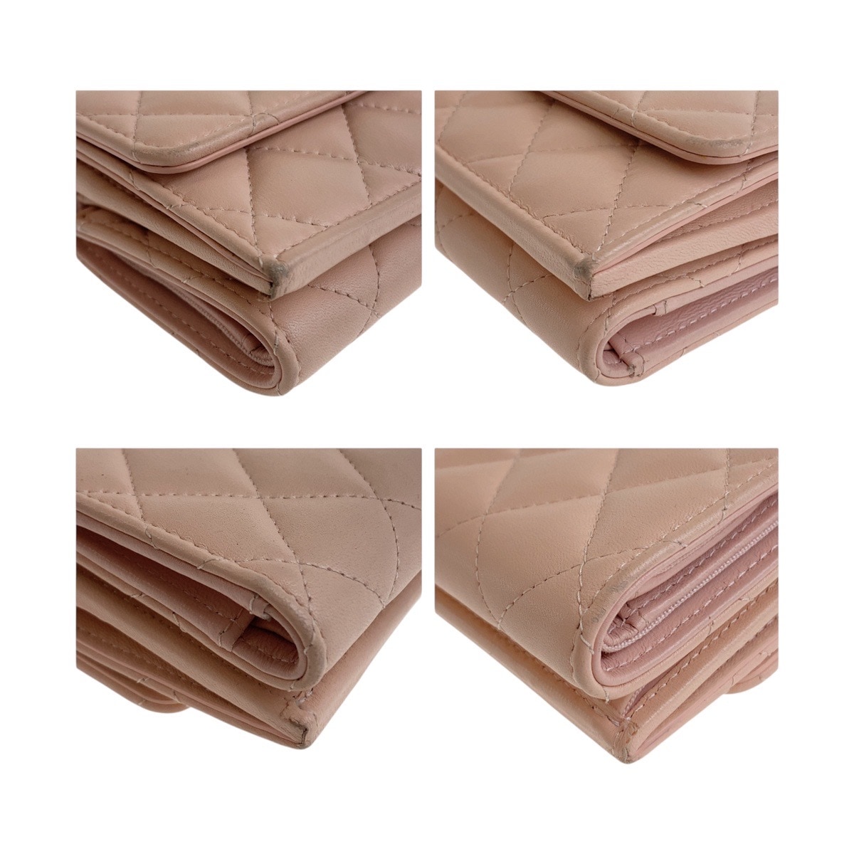 マトラッセ ココマーク ピンクベージュ シルバー金具 ラムスキン コンパクトウォレット Wホック レディース 504966 マトラッセ ココマーク ピンクベージュ シルバー金具 ラムスキン コンパクトウォレット Wホック レディース 504966