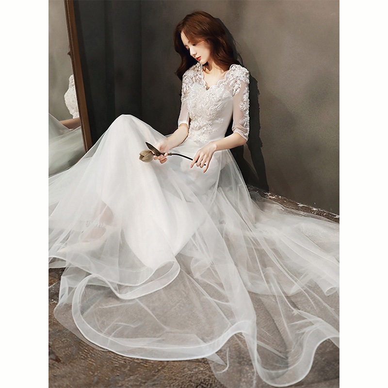 【1つ買うと10つ無料】女性のための小さなドレス2025夏と秋の宴会長い気質白いドレステクスチャードレス