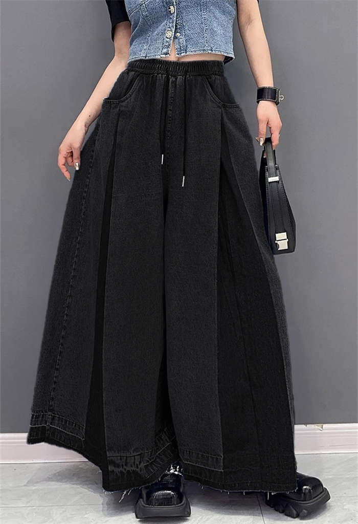 デニムワイドパンツ ワイドパンツ ロング レディース タックパンツ ドレープ フレアワイド デニム ボトムス プリーツ 切替 ボリューム フリンジ ダメージ加工 メンズ ユニセックス ゆったり モード デニムワイドパンツ ワイドパンツ ロング レディース タックパンツ ドレープ フレアワイド デニム ボトムス プリーツ 切替 ボリューム フリンジ ダメージ加工 メンズ ユニセックス ゆったり モード