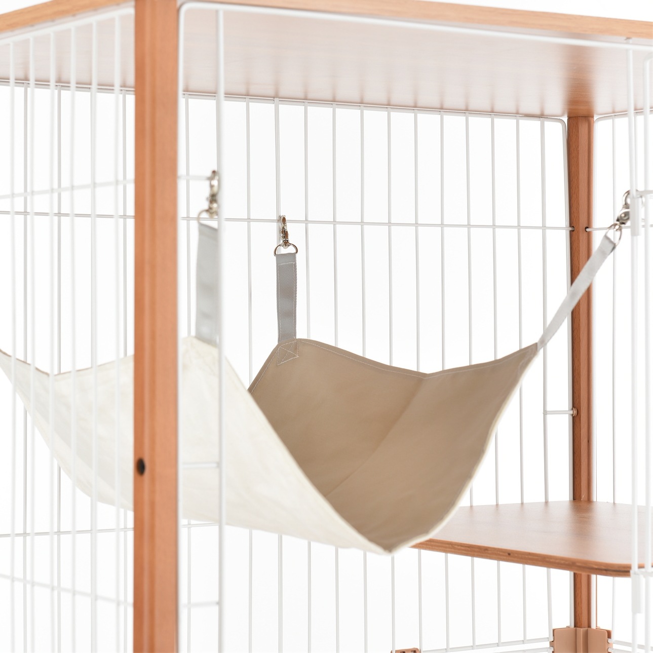 キャットケージ 木製 三段 （ナチュラル）ケージ キャットケージ 3段 木製フレーム ペットケージ