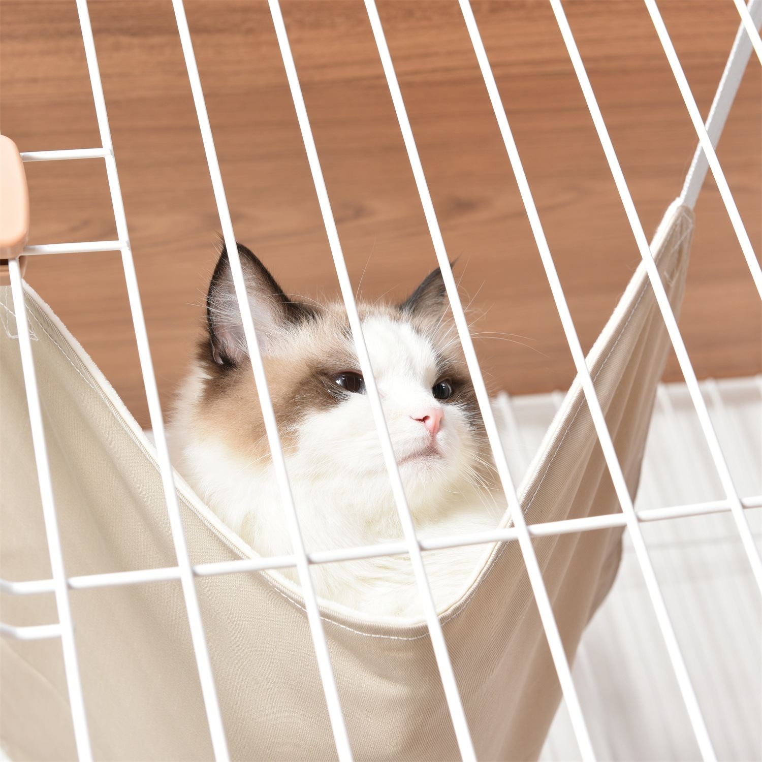 キャットケージ 木製 三段 （ナチュラル）ケージ キャットケージ 3段 木製フレーム ペットケージ