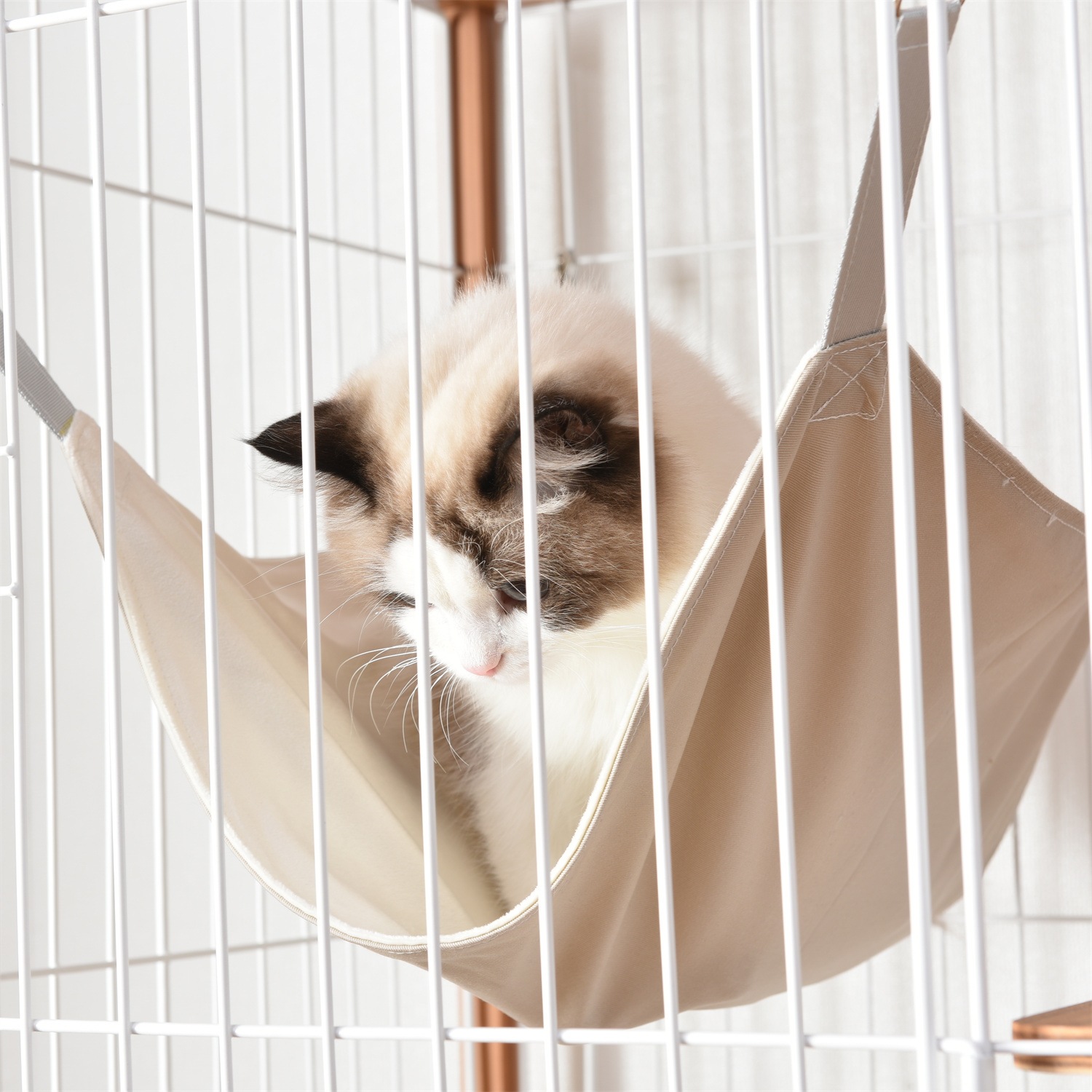 キャットケージ 木製 三段 （ナチュラル）ケージ キャットケージ 3段 木製フレーム ペットケージ