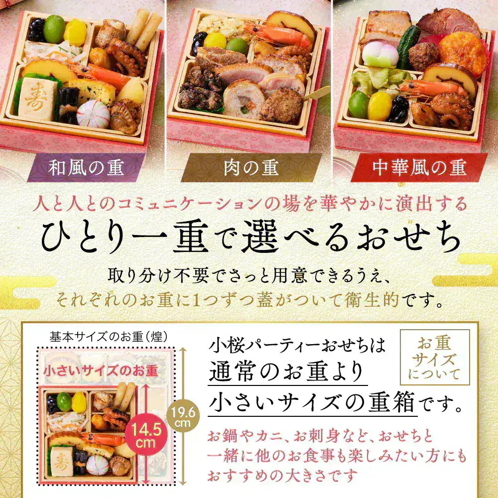 おせち 早割 予約 おせち料理 板前魂の小桜パーティーおせち 12個セット(肉4個・和風4個・中華風4個) ミニ 一段重 ミニおせち 0.7人前 1人前 12人前 御節 送料無料 2025 2026 おせち 早割 予約 おせち料理 板前魂の小桜パーティーおせち 12個セット(肉4個・和風4個・中華風4個) ミニ 一段重 ミニおせち 0.7人前 1人前 12人前 御節 送料無料 2025 2026