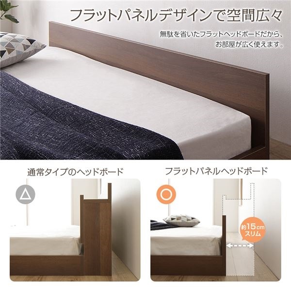 ベッド 低床 ロータイプ すのこ 木製 一枚板 フラット ヘッド シンプル モダン ナチュラル セミダブル ポケットコイルマットレス付き