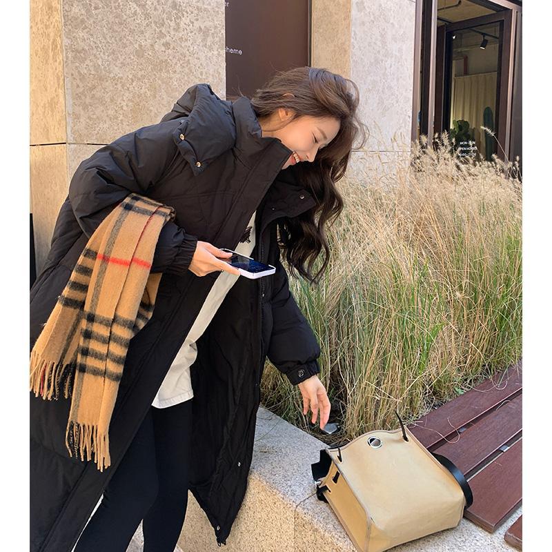 女性のための黒のミドル丈膝丈ダウンジャケット2024年冬新作韓国ファッション厚み90ホワイトダックダウンジャケット 女性のための黒のミドル丈膝丈ダウンジャケット2024年冬新作韓国ファッション厚み90ホワイトダックダウンジャケット