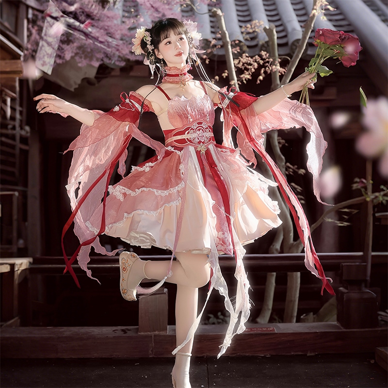 正規品デザイン桃早世韓国lolitaワンピースcos元素ロリータ仙気