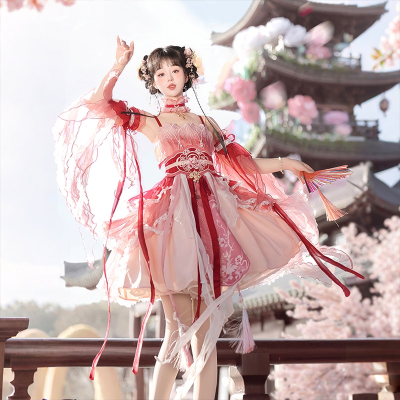 正規品デザイン桃早世韓国lolitaワンピースcos元素ロリータ仙気