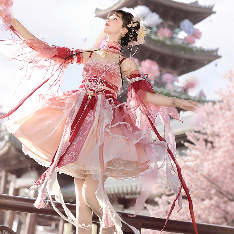 正規品デザイン桃早世韓国lolitaワンピースcos元素ロリータ仙気