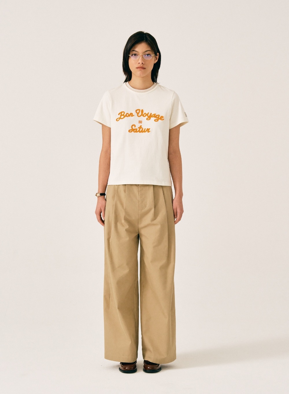 ★2024SS新作★SATUR★(W) Bliss 3-Tuck Wide Chino Pants ☆2024SS新作☆SATUR☆(W) Bliss 3-Tuck Wide Chino Pants