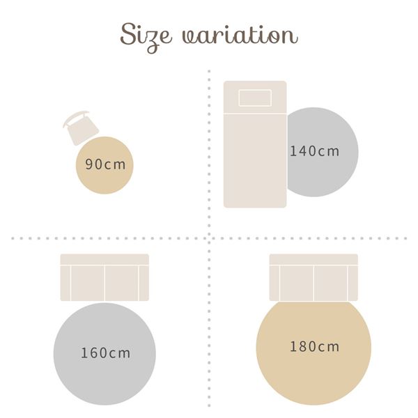 インド綿ラグ ブレイド グレー/ホワイト 直径約90cm 円形