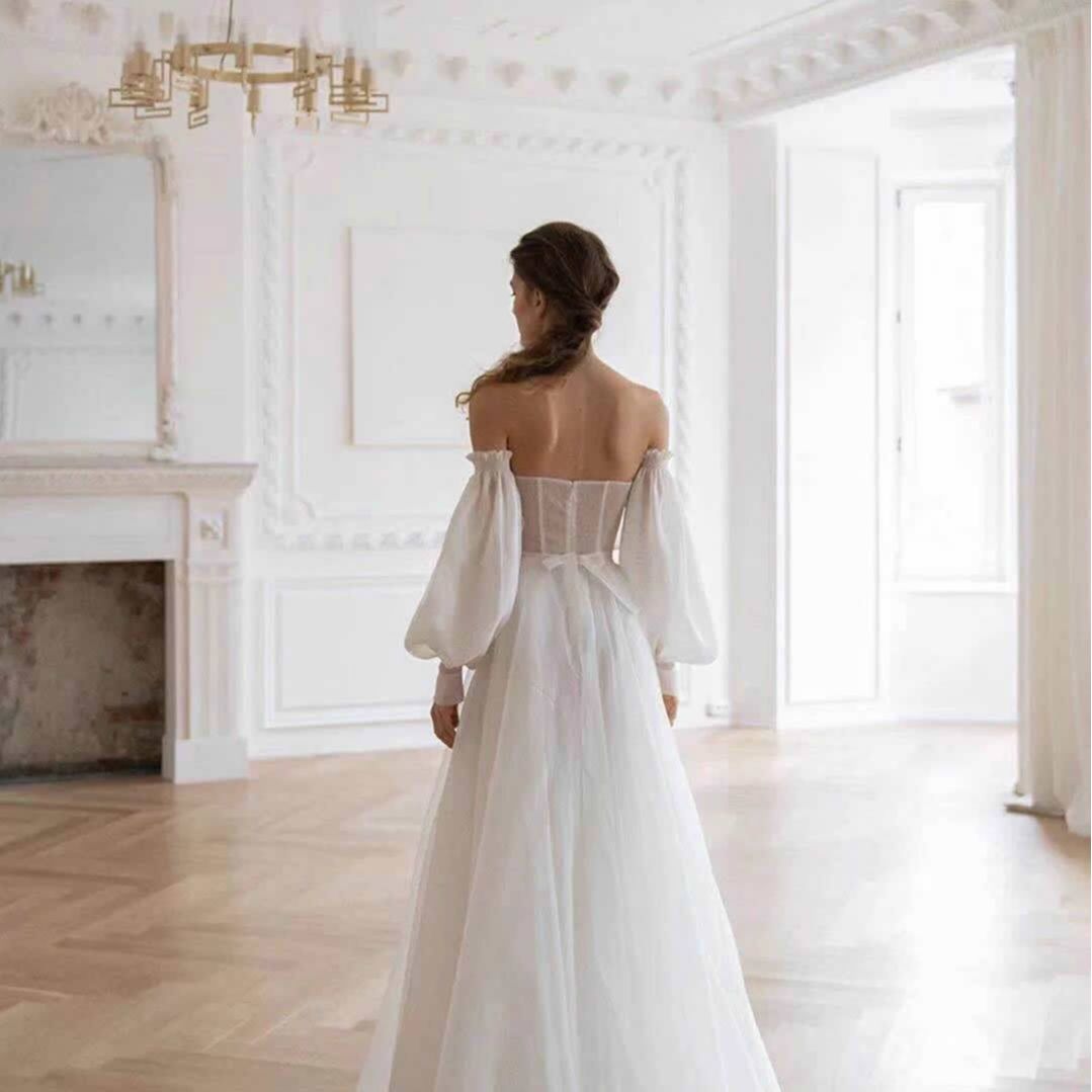 【無.料 2025新入荷·高.品質】【豪華でロマンチックなデザイン！】ウェディングドレス 白 イブニングドレス パーティードレス ワンピース 二次会 結婚式 成人式 演奏会 花嫁 お呼ばれ 披露宴 1