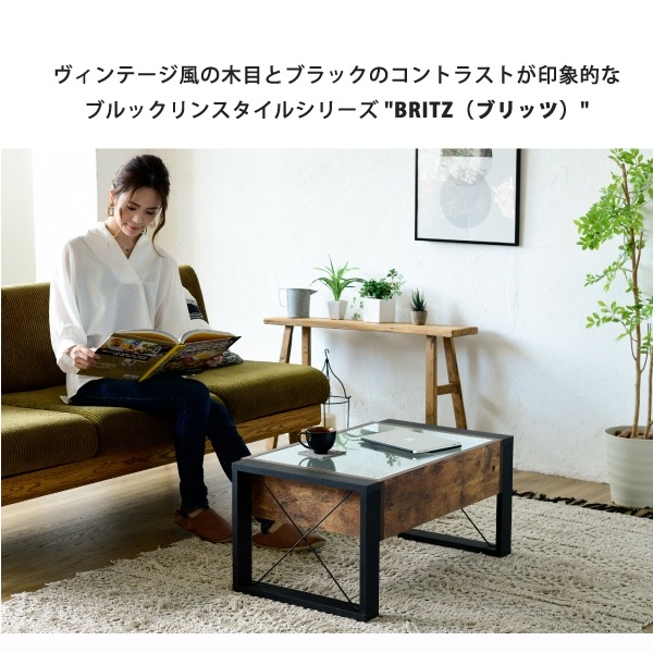 リビングテーブル コレクション センターテーブル 幅75 奥行48 高さ35 引き出し ガラス