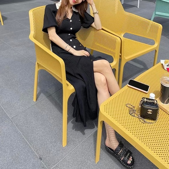 レディース ワンピース ニットワンピ ロング マキシ Vネック 襟付き 角襟 タイト スリム 細身 スマート フェミニン ポケット ハイウエスト ボタン ヴィンテージ かわいい 大人可愛い きれいめ