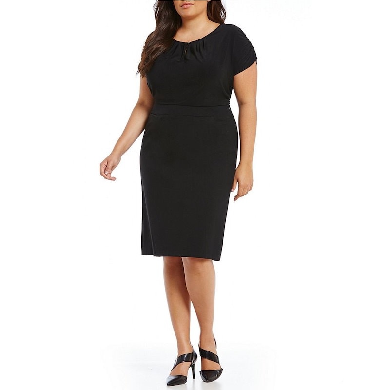 タハリ レディース トップス ブラウス・シャツ【Tahari ASL Plus Keyhole Matte Jersey Top】BLACK タハリ レディース トップス ブラウス・シャツ【Tahari ASL Plus Keyhole Matte Jersey Top】BLACK