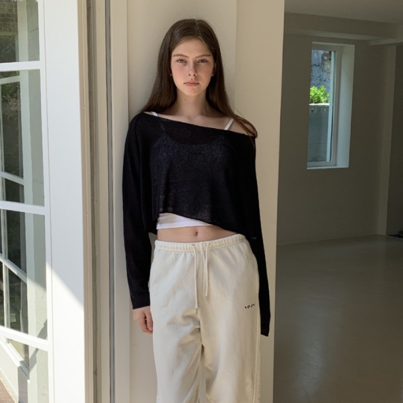 INJIACTIVE リネンクロップトップブラック INJIACTIVE リネンクロップトップブラック