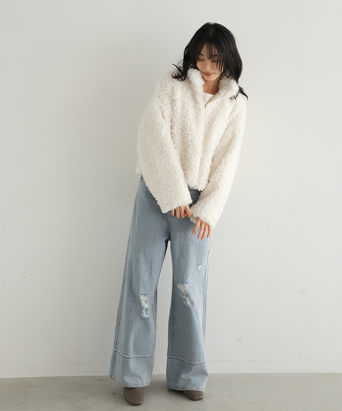[NEW]寒い日はモコモコに包まれたい スタンドショートファージャケット8131 2024秋冬新作