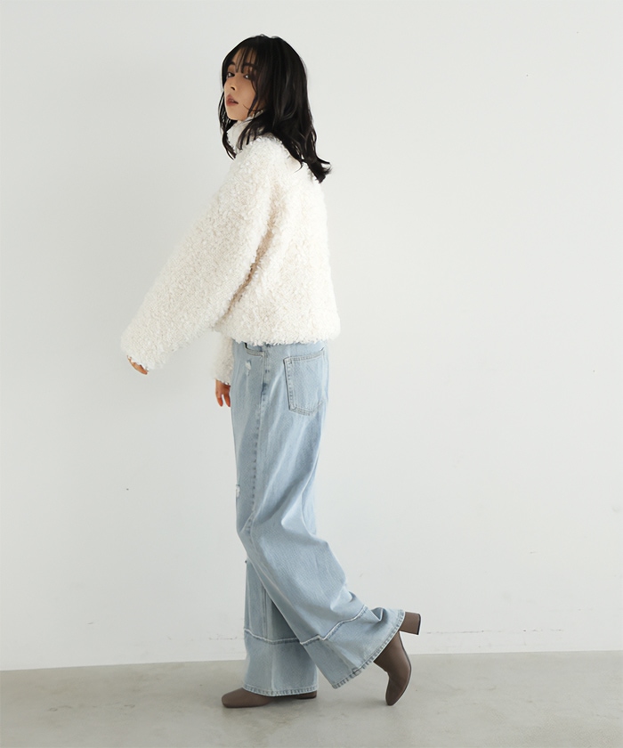 [NEW]寒い日はモコモコに包まれたい スタンドショートファージャケット8131 2024秋冬新作