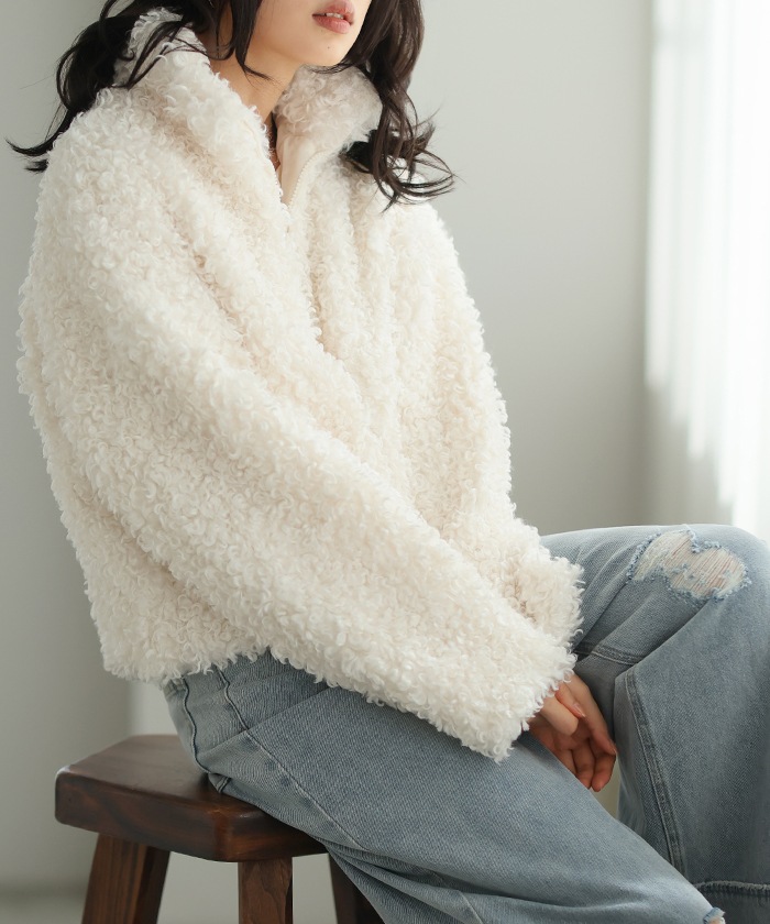 [NEW]寒い日はモコモコに包まれたい スタンドショートファージャケット8131 2024秋冬新作