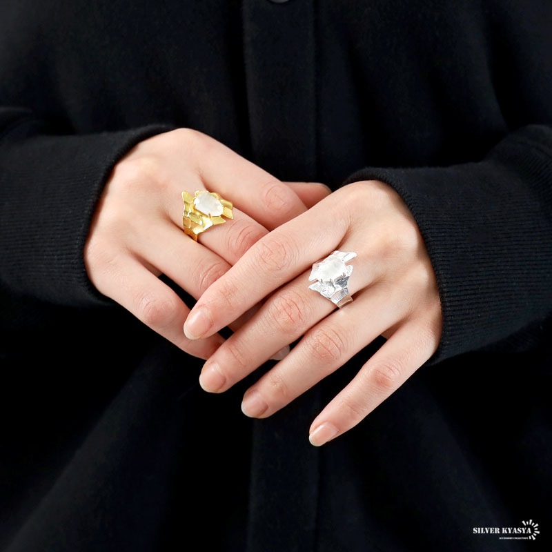 925 天然水晶 太幅リング [cr494]