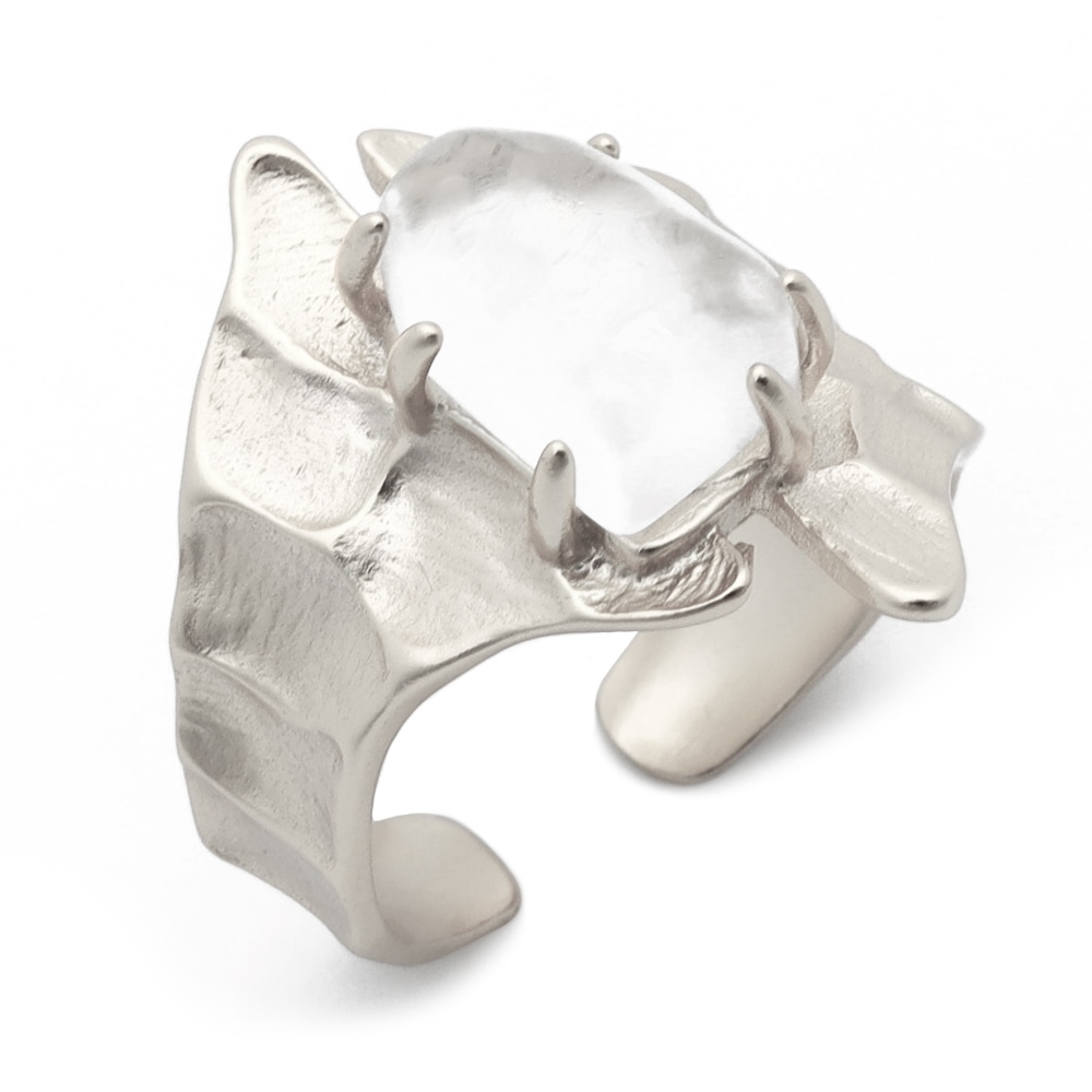 925 天然水晶 太幅リング [cr494]