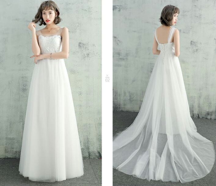 前撮り ドレス着後レビュー特典マタニティ対応! ハイウエスト レース aライン ドレス 総レース シースルー 透かし 白 ワンピース ウェディングドレス シンプル 海外 結婚式 ブライダル ロング レ