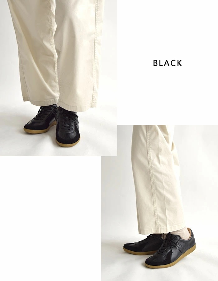 ジャーマントレーナー スニーカー ミリタリーシューズ メンズ レディース ユニセックス アクションレザー 春 夏 秋 冬 オールシーズン ブラック/ホワイト 42500 mulan778.net