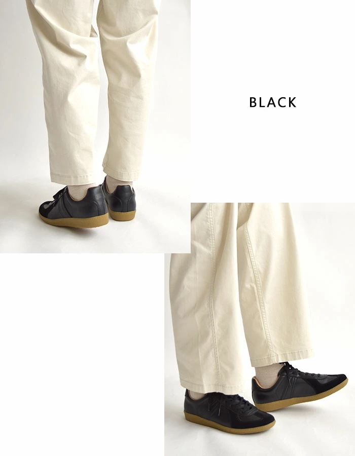 ジャーマントレーナー スニーカー ミリタリーシューズ メンズ レディース ユニセックス アクションレザー 春 夏 秋 冬 オールシーズン ブラック/ホワイト 42500 mulan778.net