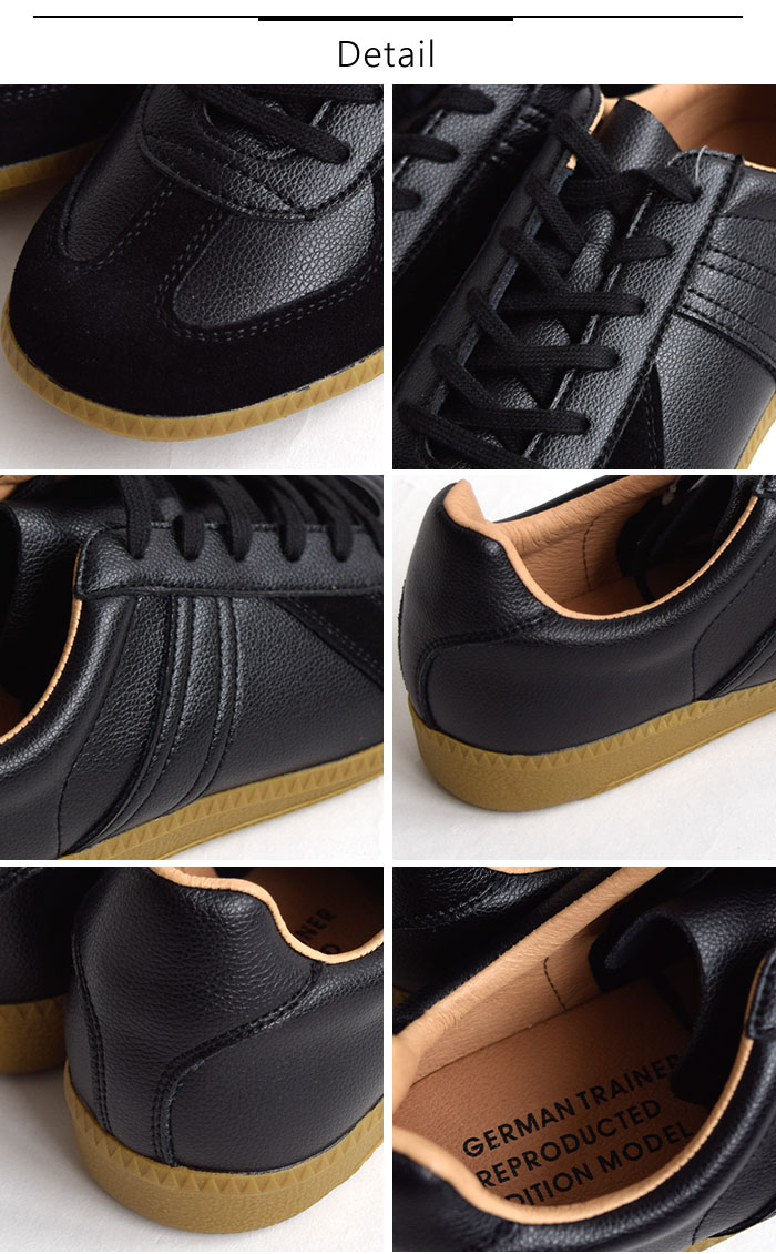 ジャーマントレーナー スニーカー ミリタリーシューズ メンズ レディース ユニセックス アクションレザー 春 夏 秋 冬 オールシーズン ブラック/ホワイト 42500 mulan778.net