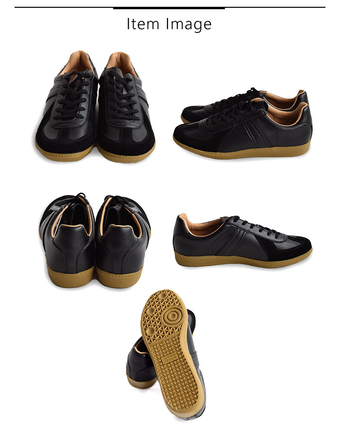 ジャーマントレーナー スニーカー ミリタリーシューズ メンズ レディース ユニセックス アクションレザー 春 夏 秋 冬 オールシーズン ブラック/ホワイト 42500 mulan778.net